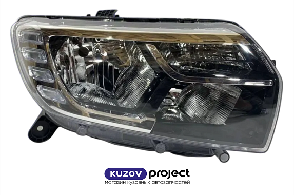 Фара правая под электрический корректор с ДХО Renault Logan / Sandero 2018-2022 (DEPO / Тайвань)